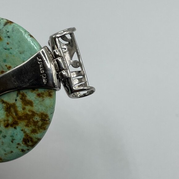 Turquoise Sterling Silver Pendant .925 CFJ Filigree Bail Swirl artisan pendant - Picture 6 of 8